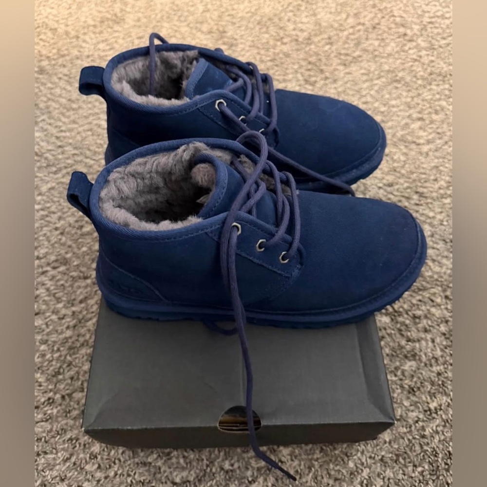 UGG Navy Boots with Soft Gray Interior